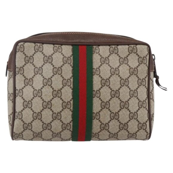 GUCCI GG Supreme Web Sherry Line Clutch Bag PVC Beige 156 01 012 Auth 149955 - Picture 2 of 16